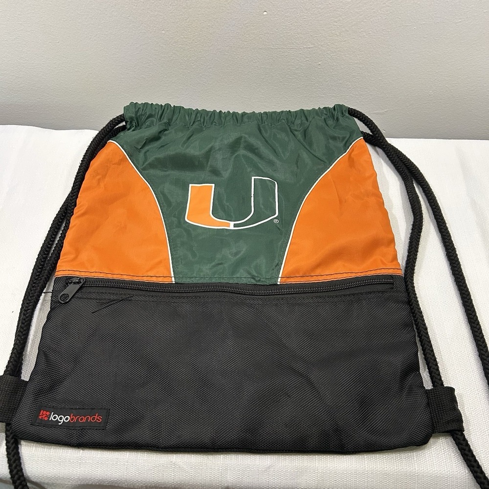 Miami Hurricanes Drawstring Bag Cinch Pack Backpack NCAA The U Green Orange
